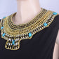 Pretty Ancient Egyptian Beaded Cleopatra 7 Scarabs Necklace Collar