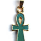Group Of 3 Egyptian Hand Made 24K Gold Plated Life Key Ankh Charms in Red, Blue & Green  Key Of Life pendant 24K Gold Plated Ankh