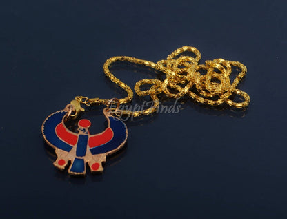 Egyptian Hand Made Enamelled Brass Falcon  Horus Necklace