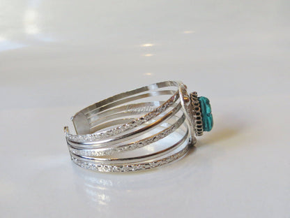 Amazing Egyptian Silver Plated Turquoise Scarab Heart bracelet .US express shipping