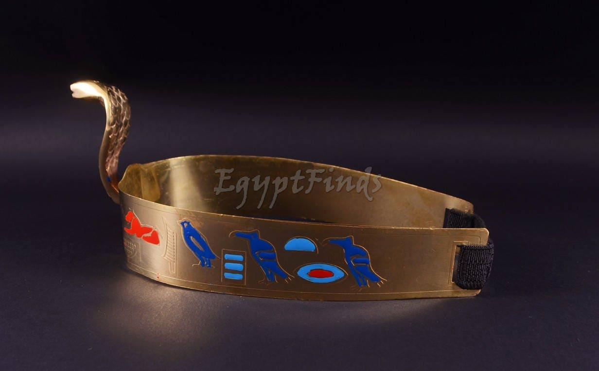 Egyptian Queen Cleopatra Cobra Brass Crown Headband Halloween Costume Pharoah crown