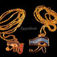 Two Egyptian Hand Made Brass Enamelled Eye Of Horus Coloured Necklaces