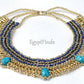 Pretty Egyptian Blue Cleopatra 5 Scarabs Necklace