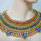 Beautiful Egyptian Beaded Cleopatra Necklace Collar With 7 Scarabs