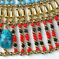 Large Egyptian Beaded Cleopatra Necklace Collar With 9 Scarabs