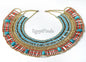 Large Egyptian Beaded Cleopatra Necklace Collar With 9 Scarabs