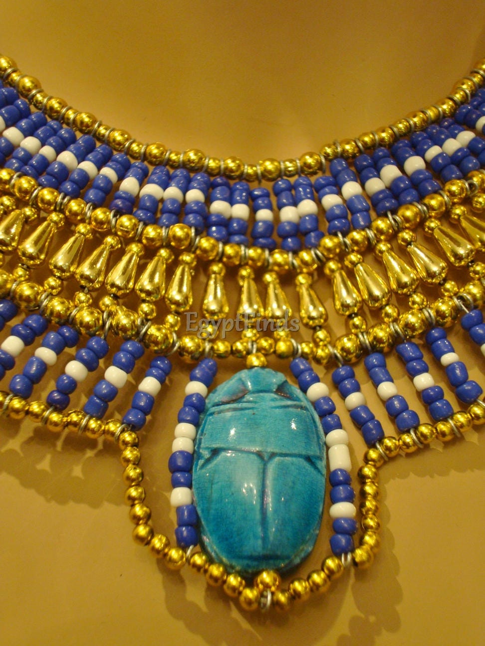 Large Egyptian Scarab Queen Cleopatra Necklace Collar