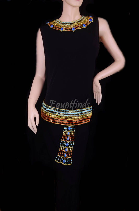 Egyptian Cleopatra Beaded Necklace And Belt Costume Set Halloween Costume