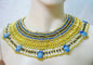 Egyptian Beaded Cleopatra 7 Scarabs Necklace Collar