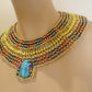Ancient Egyptian Beaded Cleopatra Large Scarabs Necklace Collar