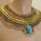 Ancient Egyptian Beaded Cleopatra Large Scarabs Necklace Collar