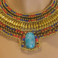Ancient Egyptian Beaded Cleopatra Large Scarabs Necklace Collar