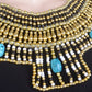 Pretty Ancient Egyptian Beaded Cleopatra 7 Scarabs Necklace Collar