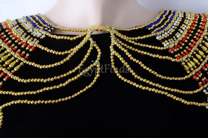 Huge Ancient Egyptian Beaded Cleopatra 9 Scarabs Necklace Collar