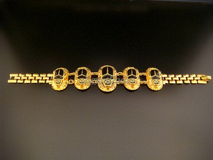 Egyptian 24k Gold Plated  Black Enamel Scarabs Bracelet With Hieroglyphics Scarab Jewelry Scarab beetle Bracelet Khepri Bracelet