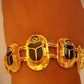 Egyptian 24k Gold Plated  Black Enamel Scarabs Bracelet With Hieroglyphics Scarab Jewelry Scarab beetle Bracelet Khepri Bracelet