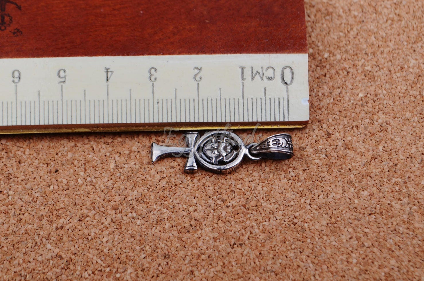 Egyptian Solid Silver Hallmarked Life Key Ankh With Scarab Pendant Charm