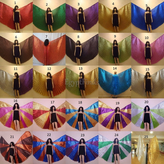 Egyptian Professional Belly Dance Costume Lame Isis Wings With Bag & Sticks From Egypt WORLD WIDE Express Shipping