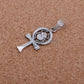 Shiny Egyptian Solid Silver Hallmarked Life Key Ankh With Scarab Pendant Charm