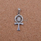 Shiny Egyptian Solid Silver Hallmarked Life Key Ankh With Scarab Pendant Charm