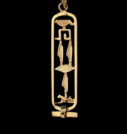 Egyptian Open Work Personalized Customized 18K Gold Cartouche Up To 6 Letters ,WORLD WIDE Express Shipping