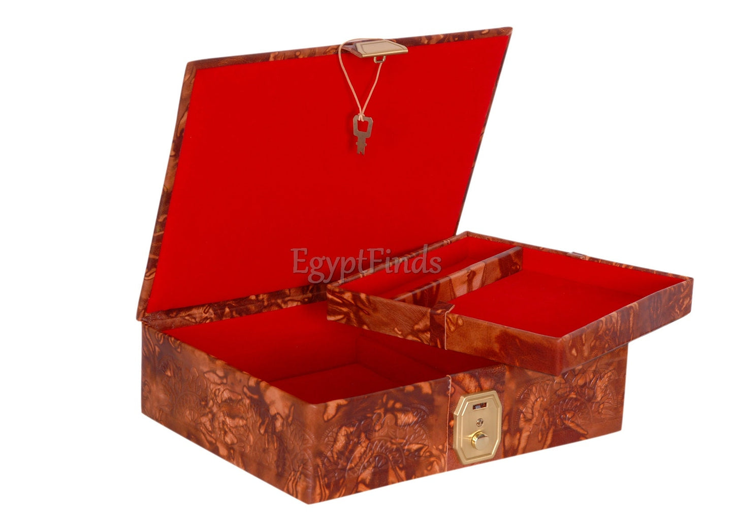 Large Unisex Egyptian leather Colored Egypt Nile Map trinket box jewelry box Jewelry Box
