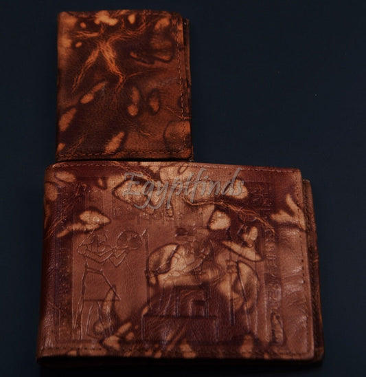Egyptian Genuine Leather Sobek Crocodile Hathor & Ptah  Wallet