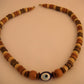 Tribal Evil Eye Egyptian Beaded Necklace With Wood Bead