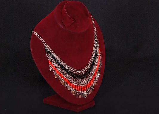 Belly Dance lovely tribal silver plated and black egyptian necklace