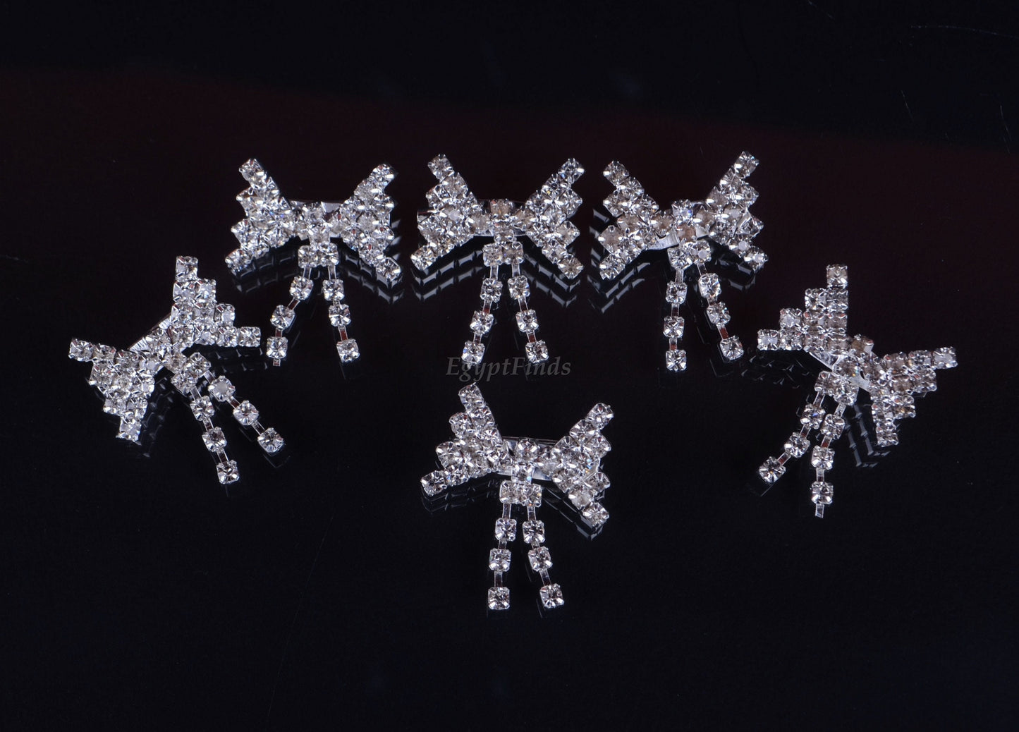 6 Pcs Islamic  Hijab Head Scarf Shayla Brooch Crystals Ribbon Safety Pins