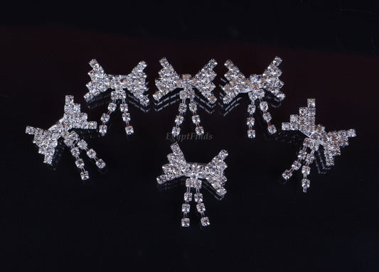 6 Pcs Islamic  Hijab Head Scarf Shayla Brooch Crystals Ribbon Safety Pins