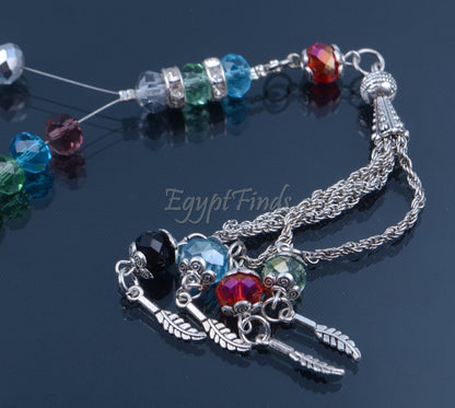 Islamic Salah MultiColored Crystal Prayer Beads 33 Misbaha Tasbih Sibha Masbaha