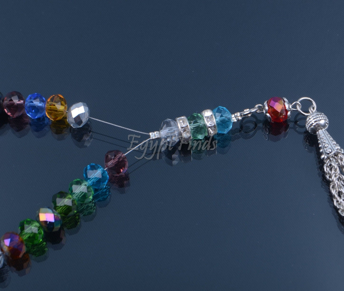 Islamic Salah MultiColored Crystal Prayer Beads 33 Misbaha Tasbih Sibha Masbaha
