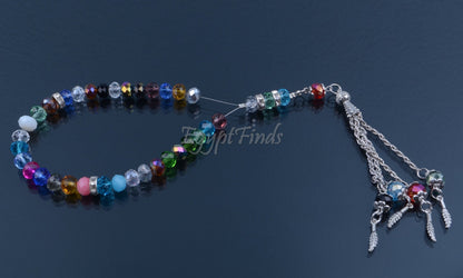 Islamic Salah MultiColored Crystal Prayer Beads 33 Misbaha Tasbih Sibha Masbaha