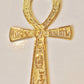 XLRG Egyptian Solid Brass Ankh Life key 7.8" Engraved Hieroglyphics Wall Hanging