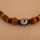 Tribal Evil Eye Egyptian Beaded Necklace With Wood Bead