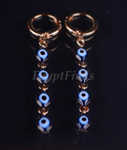Egyptian Tribal Links Enameled Evil Eye Earrings Pick Your Color