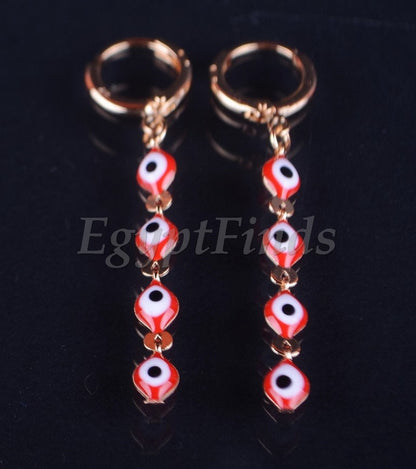 Egyptian Tribal Links Enameled Evil Eye Earrings Pick Your Color