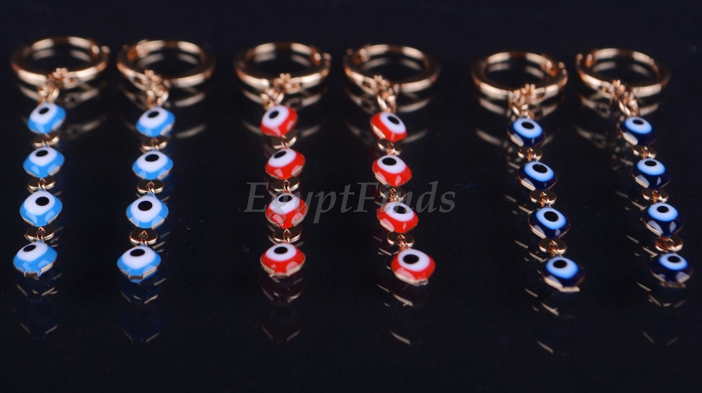 Egyptian Tribal Links Enameled Evil Eye Earrings Pick Your Color