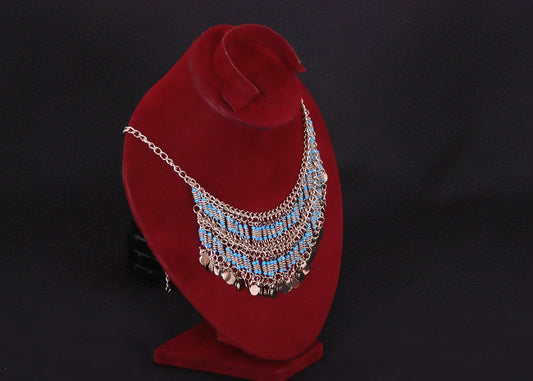 Egyptian Belly Dance lovely tribal silver plated turquoise necklace
