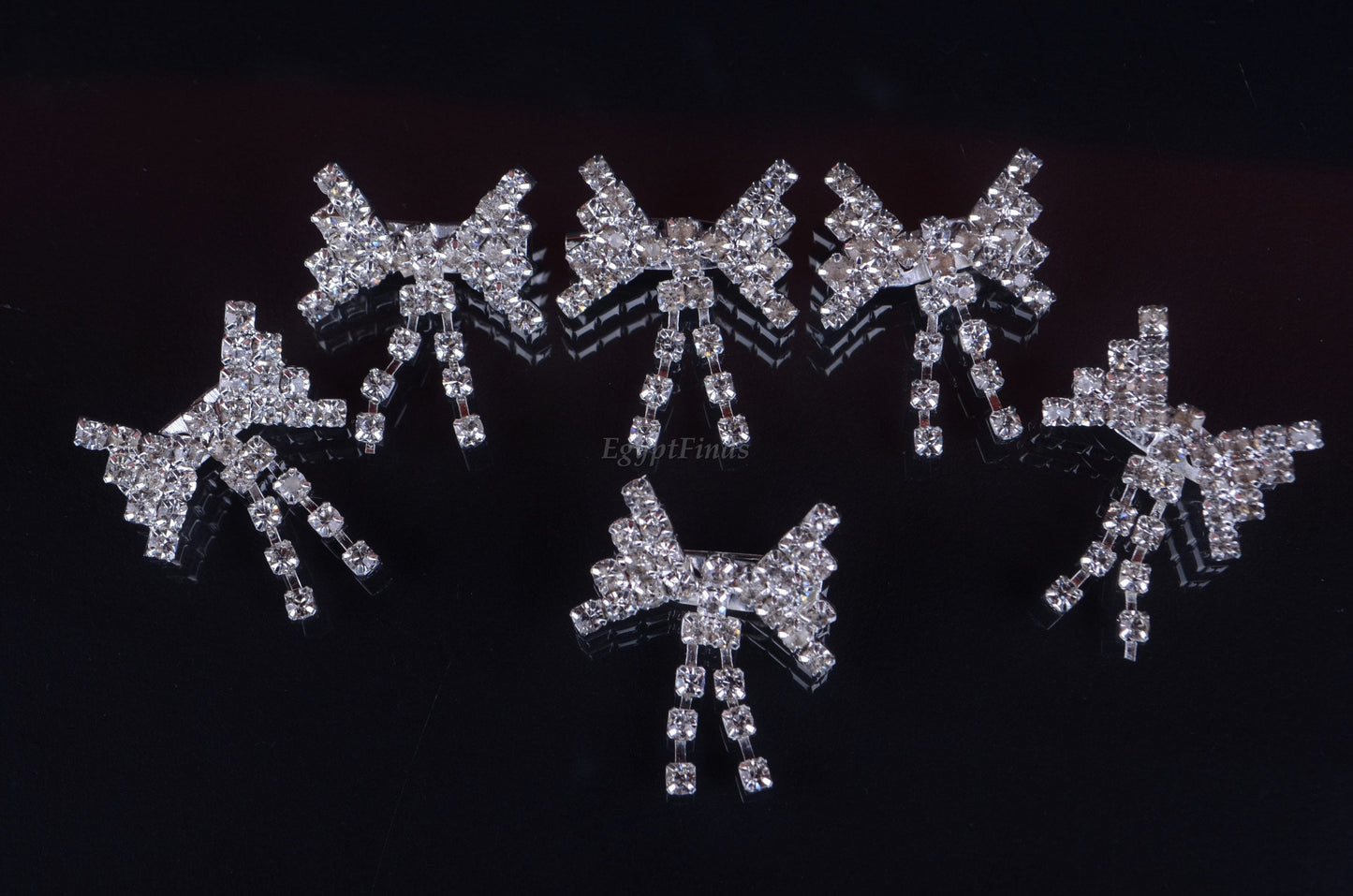 6 Pcs Islamic  Hijab Head Scarf Shayla Brooch Crystals Ribbon Safety Pins