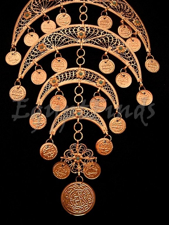 XLarge Egyptian Belly Dance Crescent Necklace Choker Tribal Jewelry