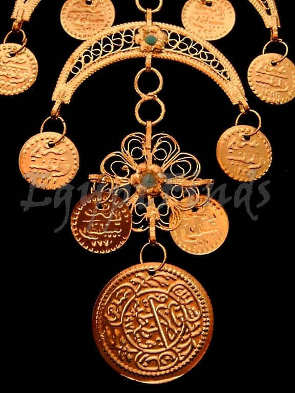 XLarge Egyptian Belly Dance Crescent Necklace Choker Tribal Jewelry