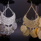 Egyptian Ethnic Belly Dance Earrings Dangle Coins Pierced Tribal Gypsy hippie earrings