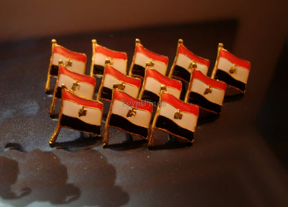 Lot Of 12 Egyptian Handmade Brass Enameled Egypt Flag Pins / Egypt Pin
