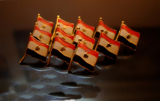 Lot Of 12 Egyptian Handmade Brass Enameled Egypt Flag Pins / Egypt Pin