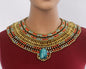Cute Egyptian Beaded Cleopatra Large Scarab Necklace Collar