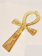 XLRG Egyptian Solid Brass Ankh Life key 7.8" Engraved Hieroglyphics Wall Hanging