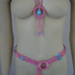 Egyptian Boho Scarabs Pink Hippie Belt And Necklace Set Gypsy Set