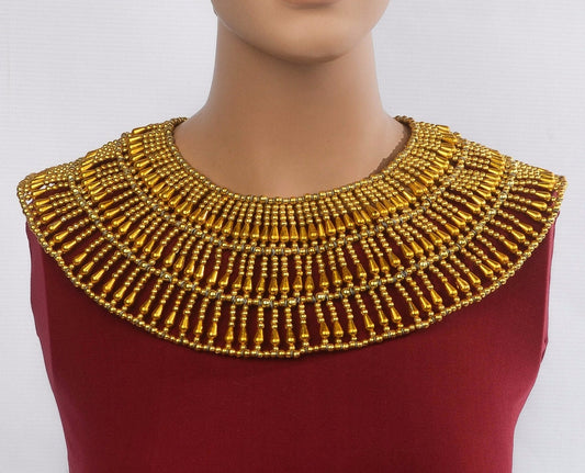 Huge Ancient Egyptian Golden Beaded Cleopatra Necklace Collar